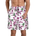 thumbnail image 1 of Kdxio Orchids Flowers Pattern Mens Casual Shorts - Drawstring Summer Beach Sports Shorts for Men, 1 of 9