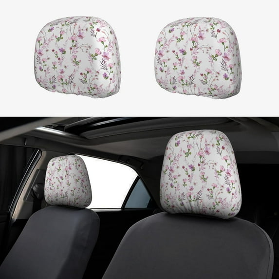 Kdxio Orchids Flowers Pattern Print 2 Piece Car Head Rest Covers Set Auto Front/Rear Seats Headrest Cover Universal Fit Most Cars,Sedan, SUV
