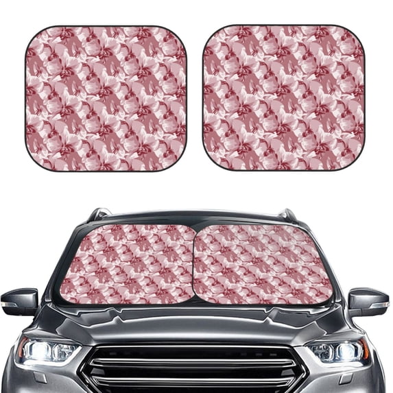 Kdxio Orchids Flowers Print 2-Piece Sun Shade Front Windshield - Foldable Car Front Window Sunshades for Most Sedans SUV Truck