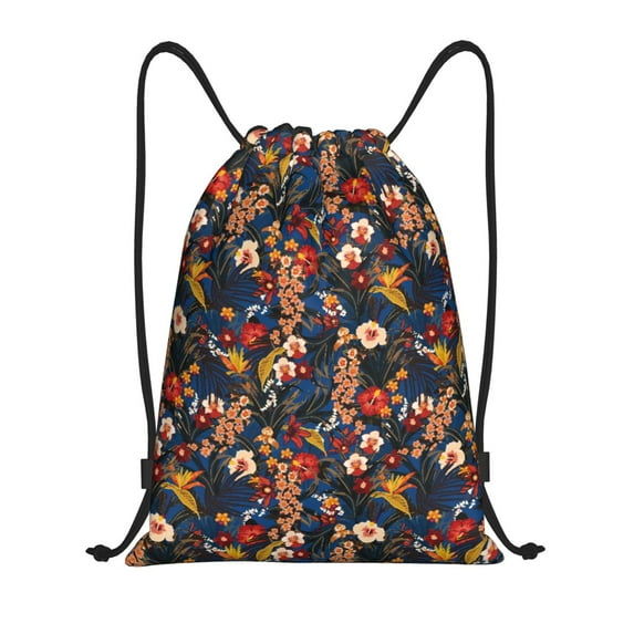 Kdxio Orchids Flowers Print Drawstring Backpack Bag,Waterproof Draw String Back Sack, Gym Drawstring Bags Swim Bag For Unisex