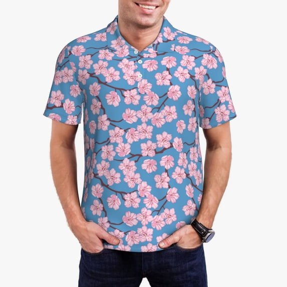 Kdxio Orchids Flowers Print Men's Short Sleeve Polo Shirt,Midweight Men's Shirt