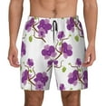 thumbnail image 1 of Kdxio Orchids Flowers Print Men's Swim Trunks with Compression Liner 7 Inch Inseam Quick Dry Swim Shorts, 1 of 7