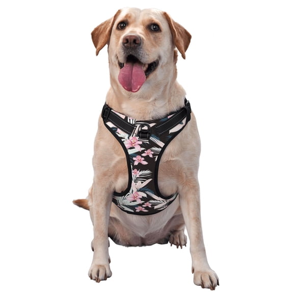 Kdxio Orchids Flowers Print No Pull Dog Harness Adjustable Reflective Oxford Easy Control Medium Large Dog Harness for Training and Everyday-Small