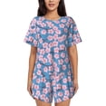 thumbnail image 1 of Kdxio Orchids Flowers Print Pajamas Sets for Women Short-Sleeved Pjs with Lounge Shorts Two Piece Sleepwear S-4XL, 1 of 9