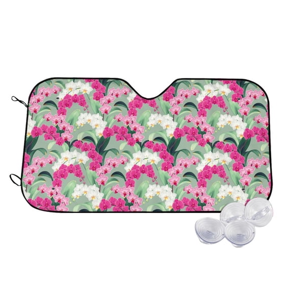 Kdxio Orchids Flowers Print Windshield Sun Shade,UV Rays and Sun Heat Protection,Sunshade for Car Windshield,Car Shade Front Windshield - Small