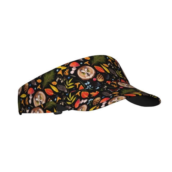 Kdxio Owl And Leaves Print Sun Visor Hat Golf Visor Adjustable Velcro Outdoor Sports Cap for Men Women