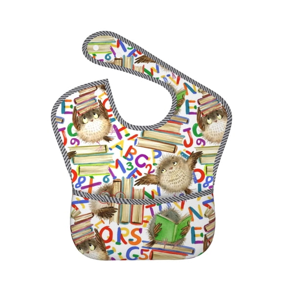 Kdxio Owl Back To School Bibs For Babies, Baby Bibs for Eating, Toddler Bibs, Waterproof Bibs, Feeding Bibs, for Toddlers, Boys, Girls