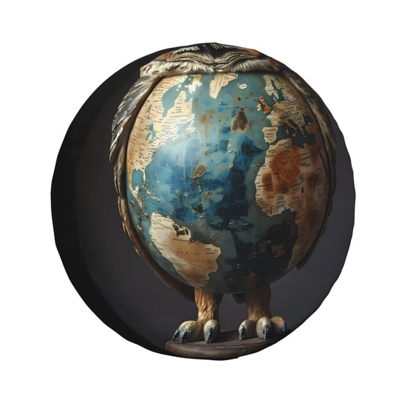 Kdxio Owl Globe Sculpture for Tire Cover Wheel Protectors Tyre Covers Weatherproof Wheel Covers Universal Fit for Trailer Rv SUV Truck Camper Travel Trailers 16 inch