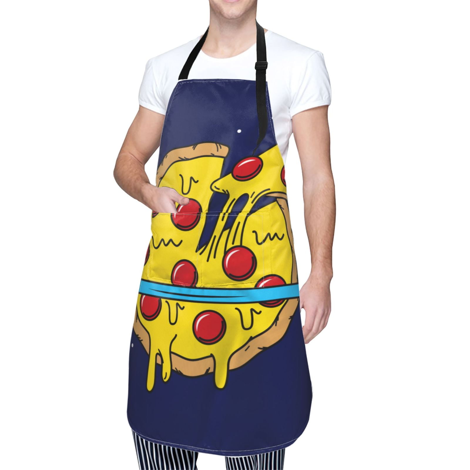 Kdxio PLANETA EN FORMA DE PIZZA Apron with Pockets Adjustable Kitchen Aprons for Men Women Waterproof Aprons for Cooking,Drawing,Crafting, Baking Household Cleaning
