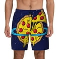 thumbnail image 1 of Kdxio PLANETA EN FORMA DE PIZZA Print Men's Swim Trunks with Compression Liner 7 Inch Inseam Quick Dry Swim Shorts, 1 of 5