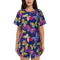 thumbnail image 1 of Kdxio Paint Butterflies Print Pajamas Sets for Women Short-Sleeved Pjs with Lounge Shorts Two Piece Sleepwear S-4XL, 1 of 5