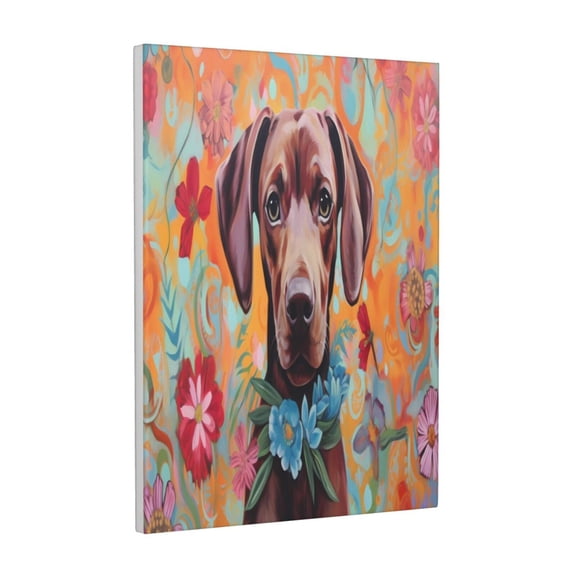 Kdxio Painted Flower Puppy Pattern Canvas Wall Art 12x16 Inches - Waterproof HD Print Solid Wood Frame for Living Room & Bathroom,Vertical