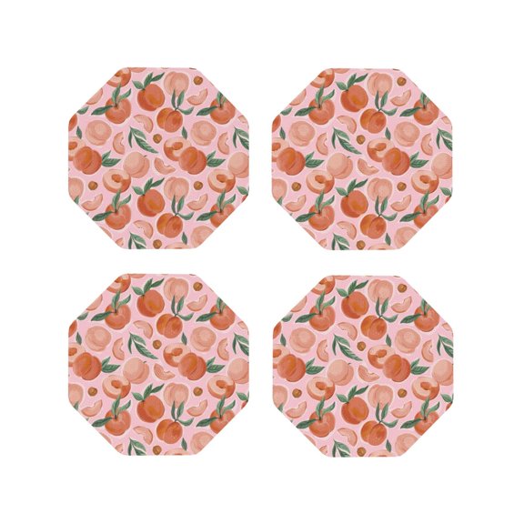 Kdxio Painting Peach Funny Coasters,4 Pcs Leather Coasters,Housewarming Gifts,Protect Furniture from Water Marks Scratch and Damage