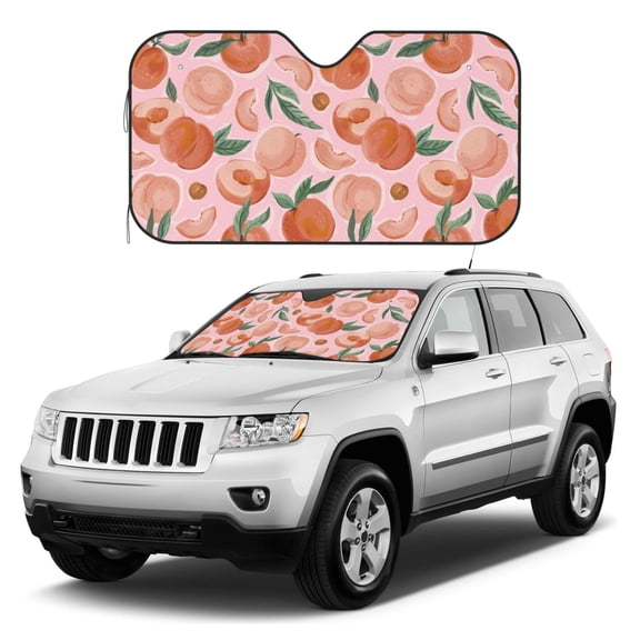 Kdxio Painting Peach Print Windshield Sun Shade, Foldable Sun Blocker for Car,Truck,SUV Automotive Interior Sun Protection,Reflective Shade for Front Windshield(Medium)