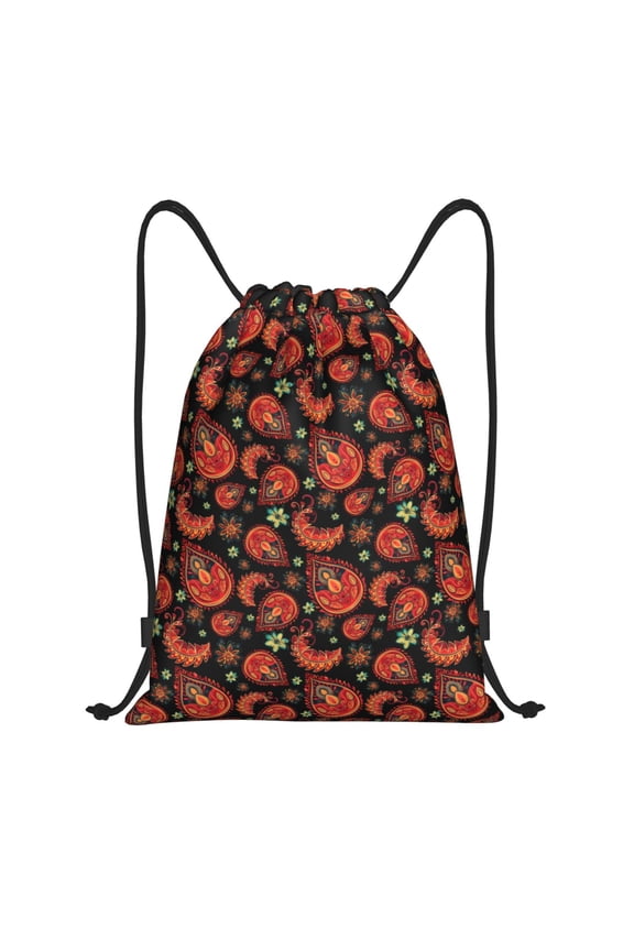Paisley 5 Print Drawstring Backpack Bag,Waterproof Draw String Back Sack, Gym Drawstring Bags Swim Bag For Unisex