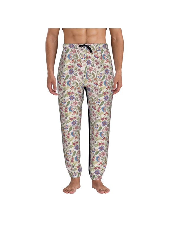 Paisley Flowers Pattern Joggers,Sweatpants for Men with Pockets-Large
