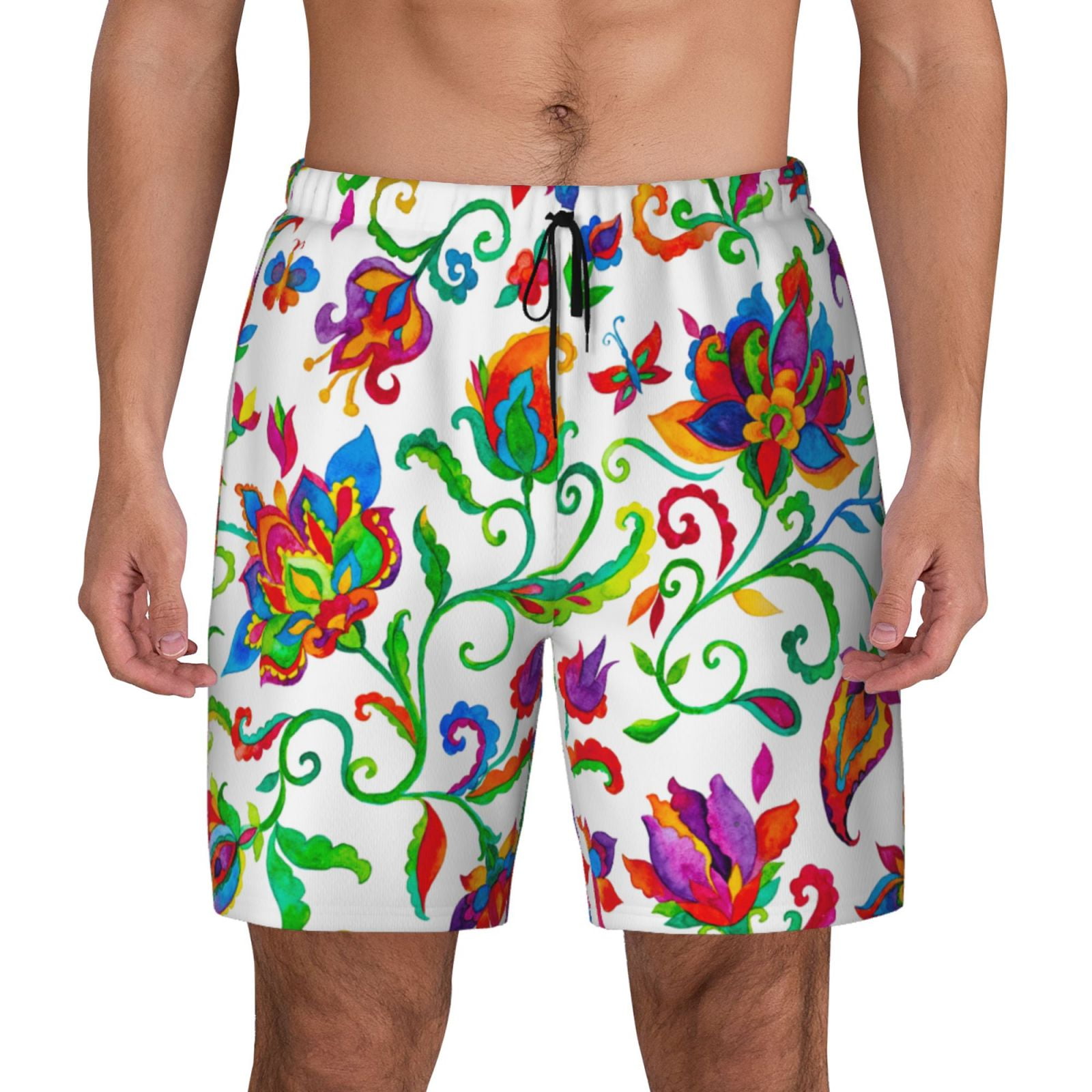 Kdxio Paisley Print Men'S Swim Trunks With Compression Liner 7