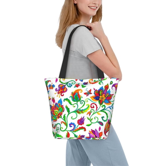 Kdxio Paisley Women Reusable Grocery Bags Foldable Ripstop,Reusable Shopping Bags for Shopping,Gym,Gift