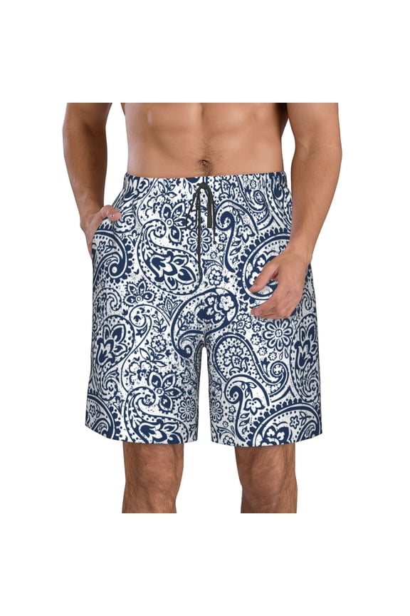 Paisley4 Pattern Mens Casual Shorts - Drawstring Summer Beach Sports Shorts for Men
