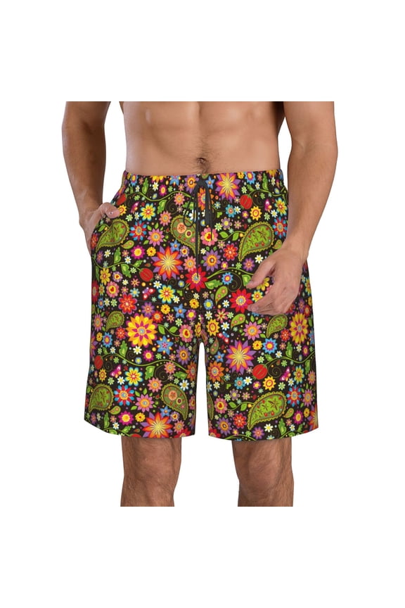 Paisley7 Pattern Mens Casual Shorts - Drawstring Summer Beach Sports Shorts for Men