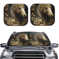 thumbnail image 1 of Kdxio Palatial Gold Pattern Horse Print 2-Piece Sun Shade Front Windshield - Foldable Car Front Window Sunshades for Most Sedans SUV Truck, 1 of 6