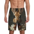 thumbnail image 1 of Kdxio Palatial Style Flower Rabbit Print Mens Sleep Shorts Bottoms Soft Comfy Pajama Wear Pants with Drawstring Pockets, 1 of 5