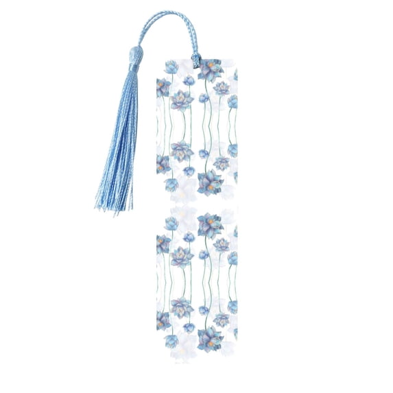 Kdxio Pale Blue Lotus Flowers Print Metal Tassel Bookmarks,Perfect Gift for Art Lovers and Bookworms Metal Bookmarks for Women