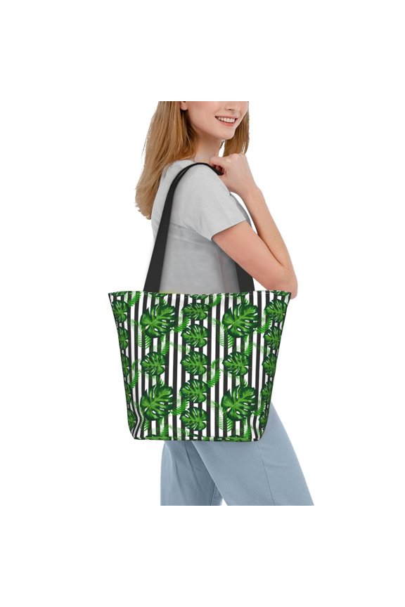 Palm Greenery Women Reusable Grocery Bags Foldable Ripstop,Reusable Shopping Bags for Shopping,Gym,Gift