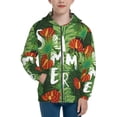 thumbnail image 1 of Kdxio Palm Leaves And Tropical Flowers Pattern Kids Boys Girls Zip Up Hoodie 3D Printed Hooded Sweatshirt Hoody Coat with Pocket 7-12 Y-Medium, 1 of 6