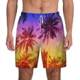 thumbnail image 1 of Kdxio Palm Trees At Sunset Print Men'S Swim Trunks With Compression Liner 7 Inch Inseam Quick Dry Swim Shorts, 1 of 7