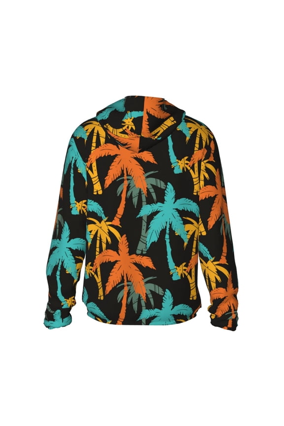 Palm Trees Print Women Men Sun Protection UPF 50+ Jackets Zip Up Long Sleeve Hoodie Hiking Lightweight with Pockets