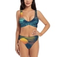 thumbnail image 1 of Kdxio Palm Trees Print Women's 2 Piece High Waisted Wrap Spaghetti Strap Summer Swimsuit Bikini Set-Medium, 1 of 7