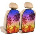 thumbnail image 1 of Kdxio Palm Trees at Sunset Print 2 Pack Car Kick Mat Seat Cover Back Protector Mat with Pockets for Organizer Backseat Protector and Storage Anti Kick Pad for Vehicles, 1 of 1