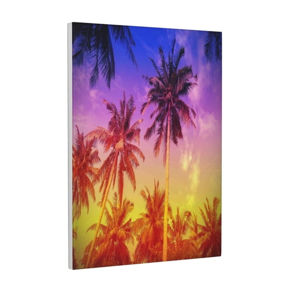 Kdxio Palm Trees at Sunset Pattern Canvas Wall Art 12x16 Inches - Waterproof HD Print Solid Wood Frame for Living Room & Bathroom,Vertical