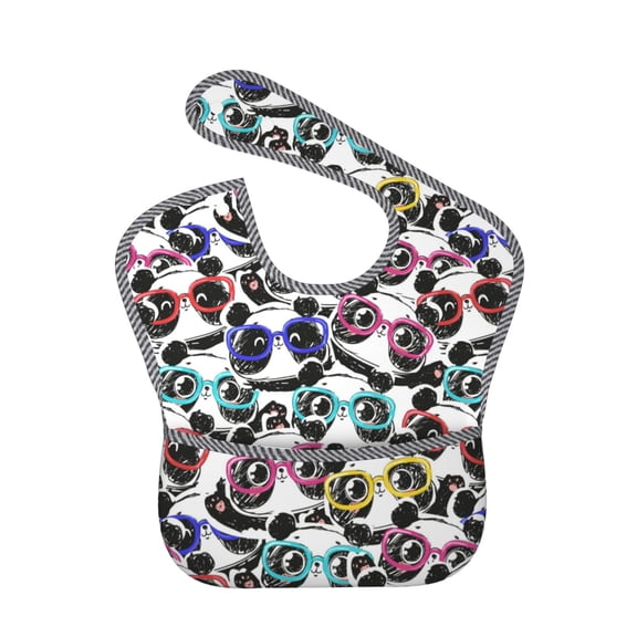 Kdxio Panda And Glasses Bibs For Babies, Baby Bibs for Eating, Toddler Bibs, Waterproof Bibs, Feeding Bibs, for Toddlers, Boys, Girls