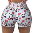 thumbnail image 1 of Kdxio Panda And Rose Print Workout Shorts for Women Seamless Soft Smooth Gym Yoga Scrunch Active Shorts, 1 of 5