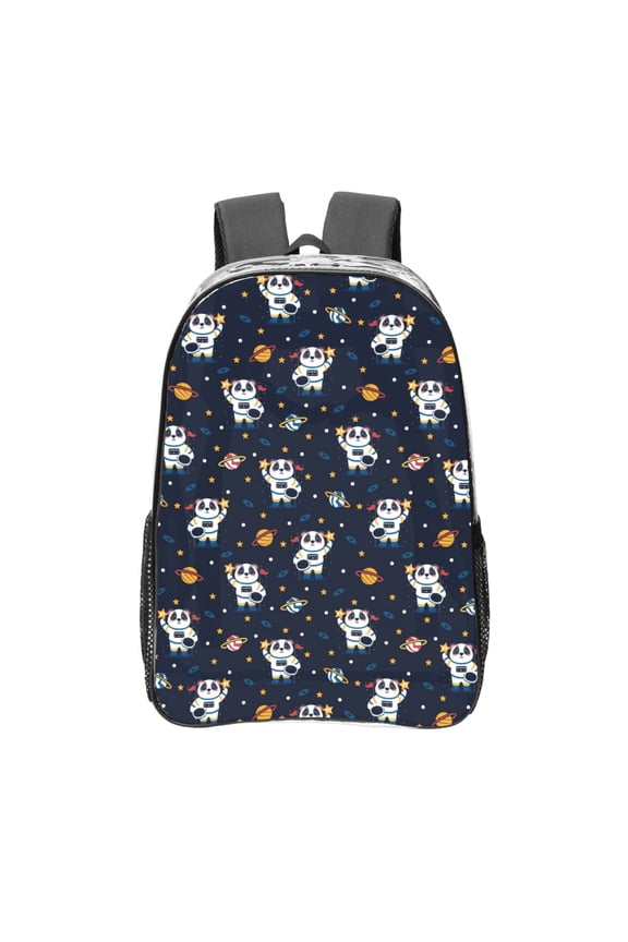 Panda Astronaut Clear Backpack, Transparent Bookbag for School for Women Men, Capacity Clear Bag for College, Travel