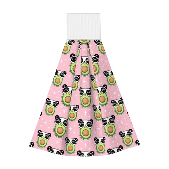 Kdxio Panda Avocado Hand Towel with Loop Hanging Towel Absorbent Tie Towels for Kitchen Tea Bar Bathroom Decor