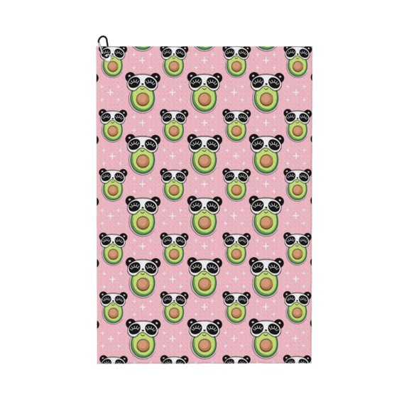 Kdxio Panda Avocado Pattern Golf Towel (24" X 16") with Carabiner Clip - The Convenient Golf Cleaning Towel