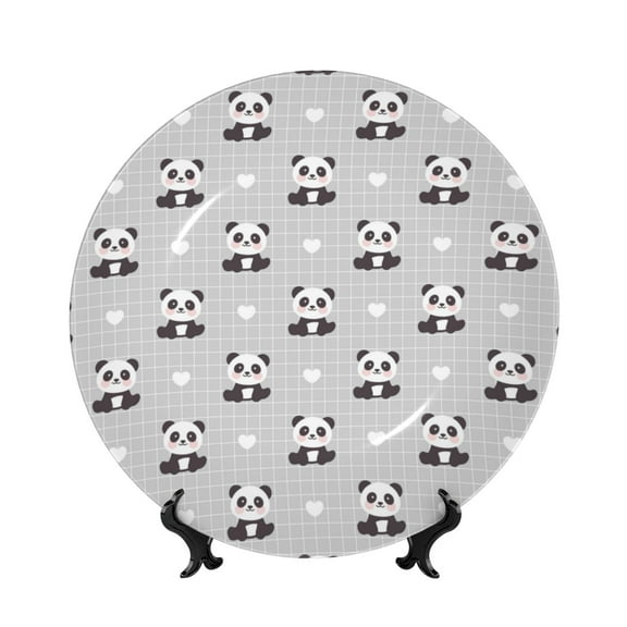 Kdxio Panda Bear Bone China Decorative Plate Ceramic Decorative Plate for Home Office Wall Stand Decorative Plates for Home Bedroom-10in