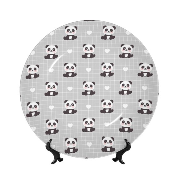 Kdxio Panda Bear Bone China Decorative Plate Ceramic Decorative Plate for Home Office Wall Stand Decorative Plates for Home Bedroom-7in