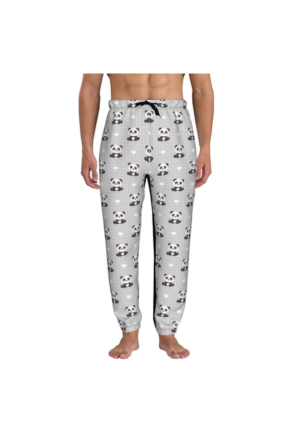 Panda Bear Pattern Joggers,Sweatpants for Men with Pockets-Large