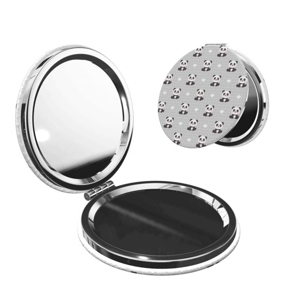 Kdxio Panda Bear Pocket Mirror, 1X/2X Travel Makeup Mirror 2-Sided Folding Small Mirror Portable Double-Sided Magnifying Cosmetic Mirror for Gift-Round Shape