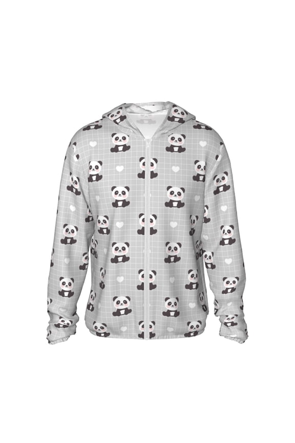 Panda Bear Print Women Men Sun Protection UPF 50+ Jackets Zip Up Long Sleeve Hoodie Hiking Lightweight with Pockets