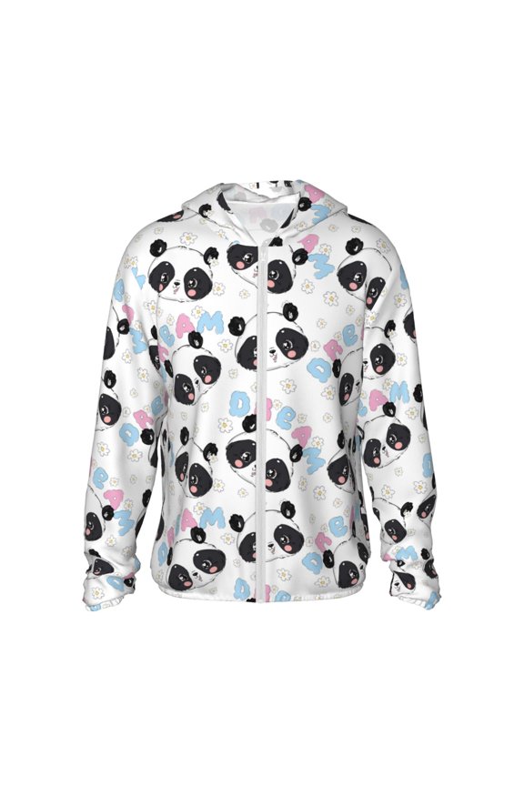 Panda Bear1 Print Women Men Sun Protection UPF 50+ Jackets Zip Up Long Sleeve Hoodie Hiking Lightweight with Pockets
