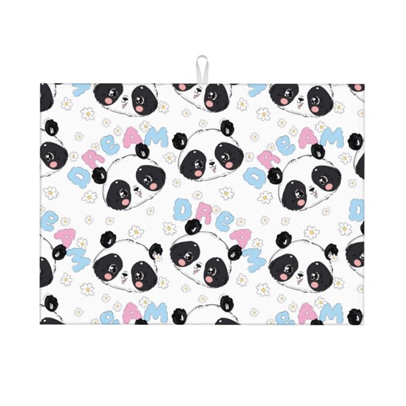 Kdxio Panda Bear1 for Dish Drying Mat,24*18 inch Absorbent Dish Drainer Kitchen Counter,Large Size Dish Drying Pad for Countertops,Draining Racks
