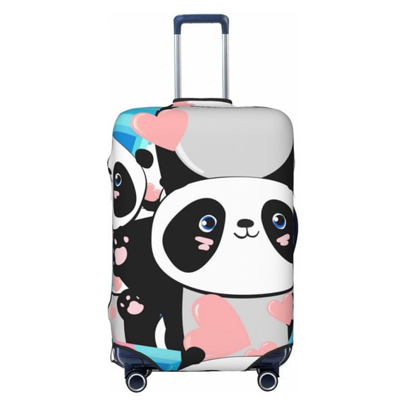 Kdxio Panda Cute Pink Hearts Pattern Luggage Cover for Travel,Elastic and Durable,Fits 18-32 Inch,Anti-Scratch Suitcase Protector