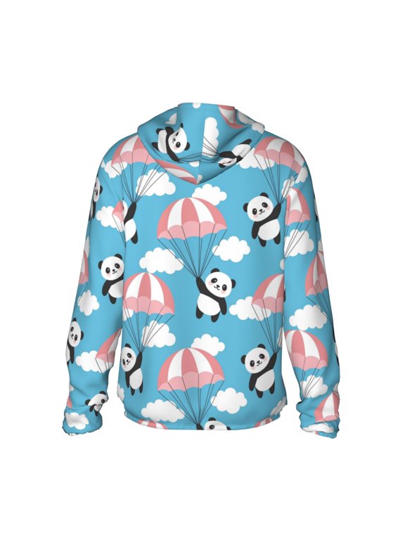 Panda Flying in the Sky Print Women Men Sun Protection UPF 50+ Jackets Zip Up Long Sleeve Hoodie Hiking Lightweight with Pockets
