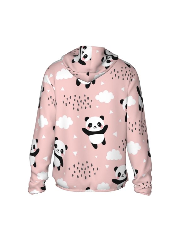 Panda Flying in the Sky Print Women Men Sun Protection UPF 50+ Jackets Zip Up Long Sleeve Hoodie Hiking Lightweight with Pockets