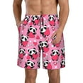 thumbnail image 1 of Kdxio Panda Heart Valentine Pattern Mens Casual Shorts - Drawstring Summer Beach Sports Shorts for Men, 1 of 9
